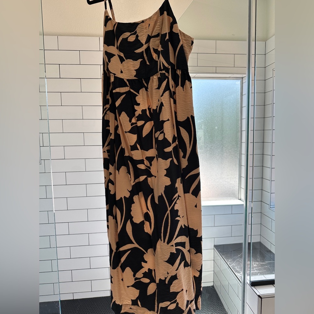 A New Day - Floral Black and Tan Women's Dress